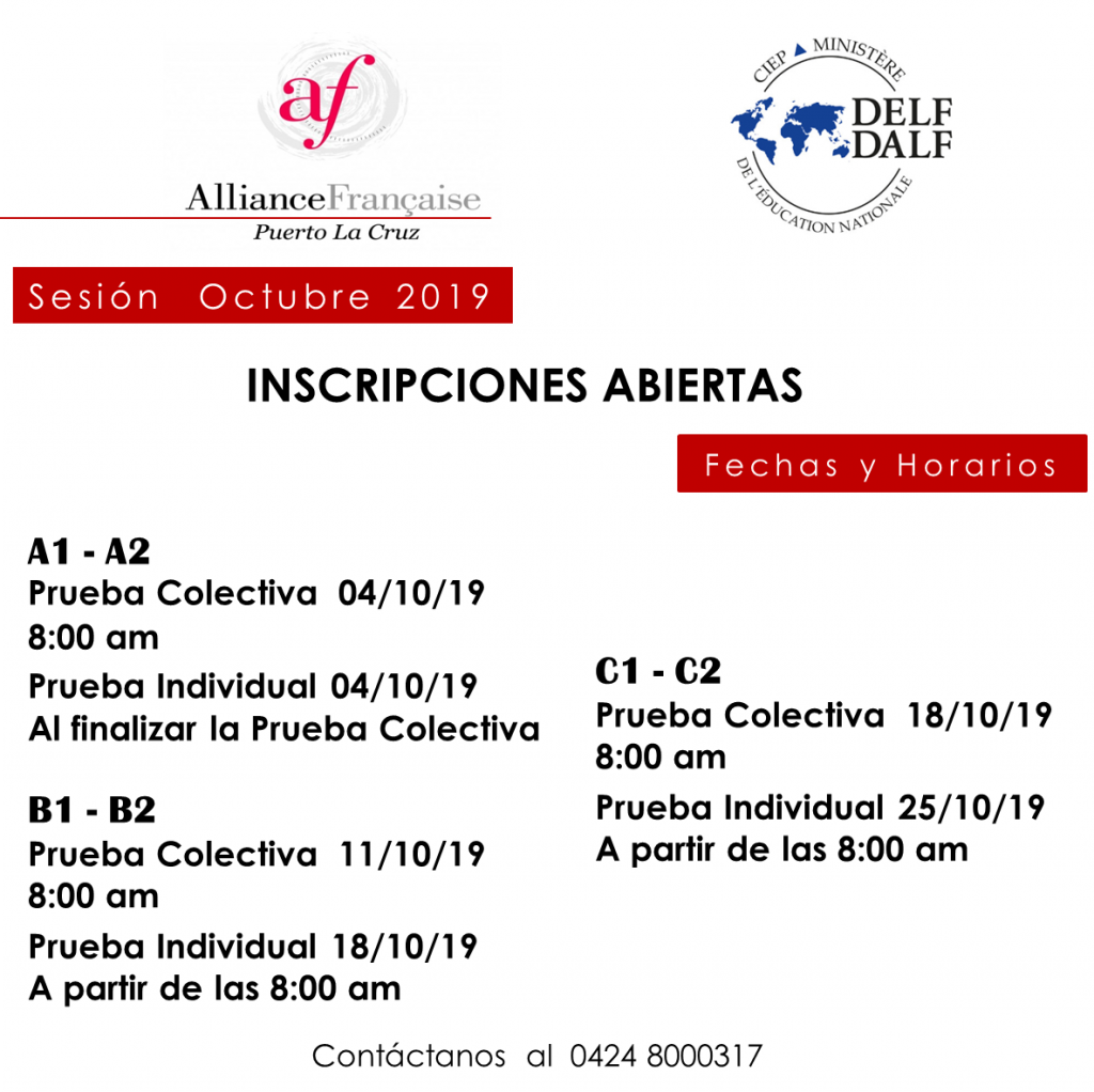 DELF DALF OCTUBRE 2019 PRUEBAS COLESTIVAS E INDIVIDUALES ALIANZA